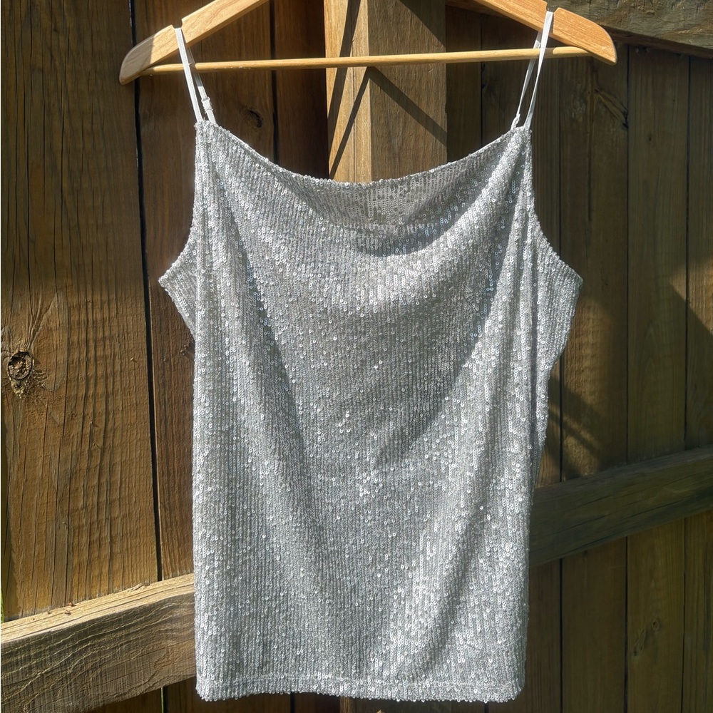 Silver Sequin Women's Top